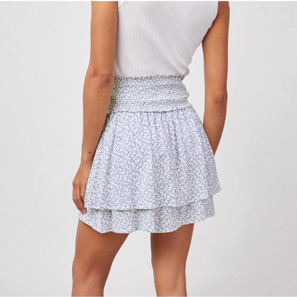 Rails Blue Bubble Mini Skirt with Smocked Tiered Design